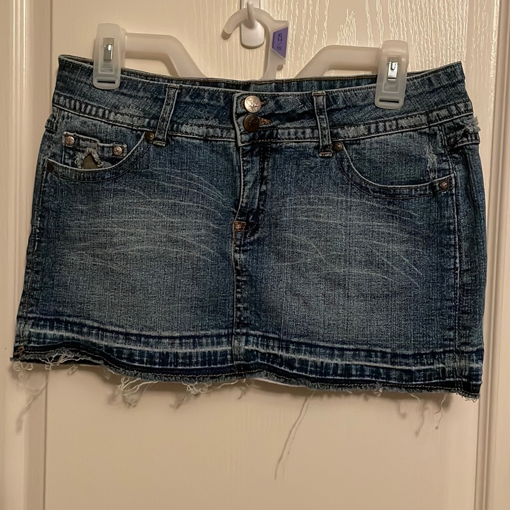 Jean skirt with cute camo cut outs